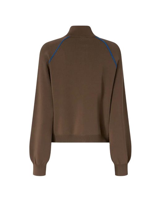 Pinko Brown Piped Raglan-Sleeve Jacket