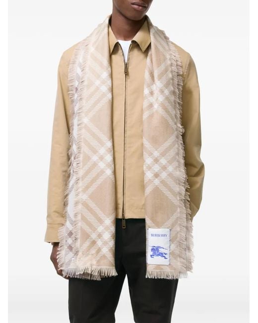 Burberry Natural Gradient Check Wool Silk Scarf