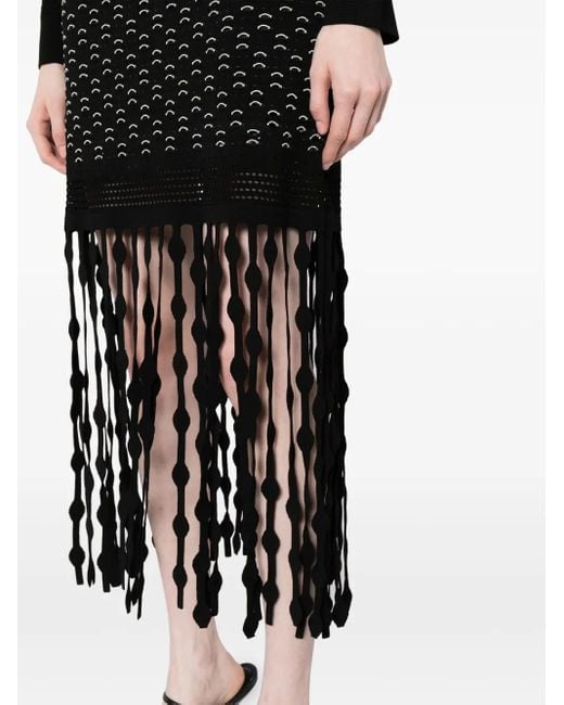 Jonathan Simkhai Black Filippa Lattice Fringed Skirt