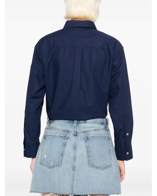 SPORT b. by agnès b. Blue Cropped Long-Sleeves Shirt