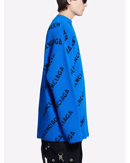 Balenciaga Sweaters Blue for men