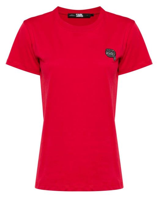 Karl Lagerfeld Red Ikonik 2.0 Cotton T-shirt
