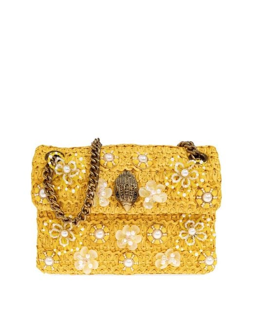 Kurt Geiger Yellow Mini Kensington Floral-Embellished Shoulder Bag