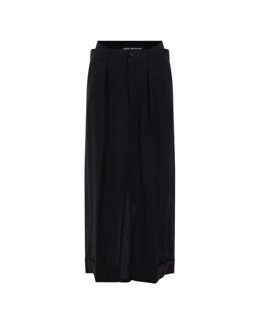 Junya Watanabe Black Pleated-Detail Cuffed-Hem Skirt