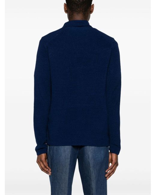 Zanone Blue Knitted Cotton Blazer for men