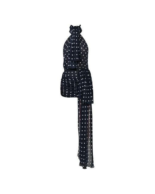 ROWEN ROSE Blue Polka-Dot Ruched Dress