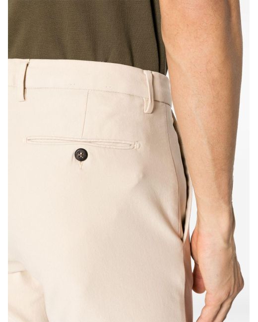 Eleventy Natural Low-rise Stretch-cotton Tapered Trousers for men