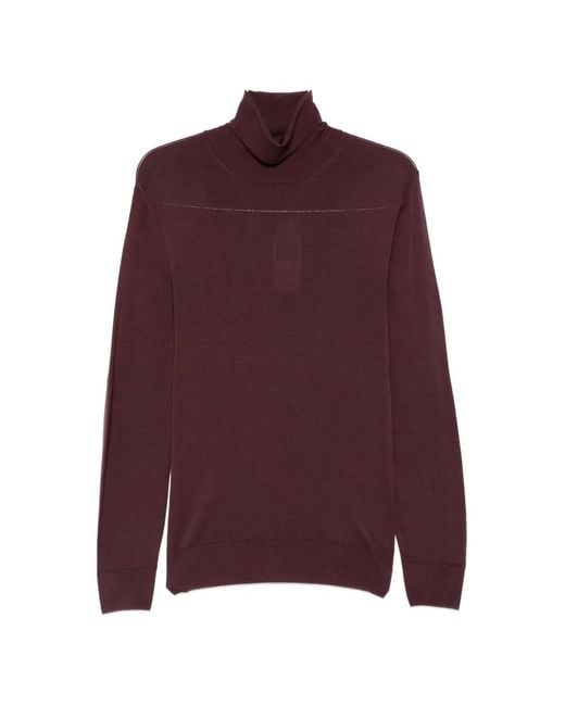 Canali Purple Roll-Neck Long-Sleeve Sweater for men
