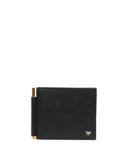 Tom Ford Black 'Money Clip' Card Holder for men