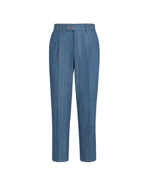 Brunello Cucinelli Blue Pantalon À Design Plissé for men