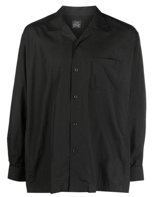 Yohji Yamamoto Cotton Spreadcollar Buttondown Shirt in Black for Men