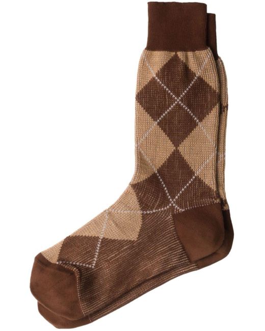 Prada Brown Check Cotton Socks for men