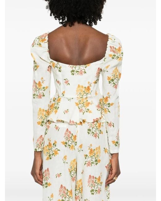 Agua Bendita White Bromelia Cordillera Floral Corset Top