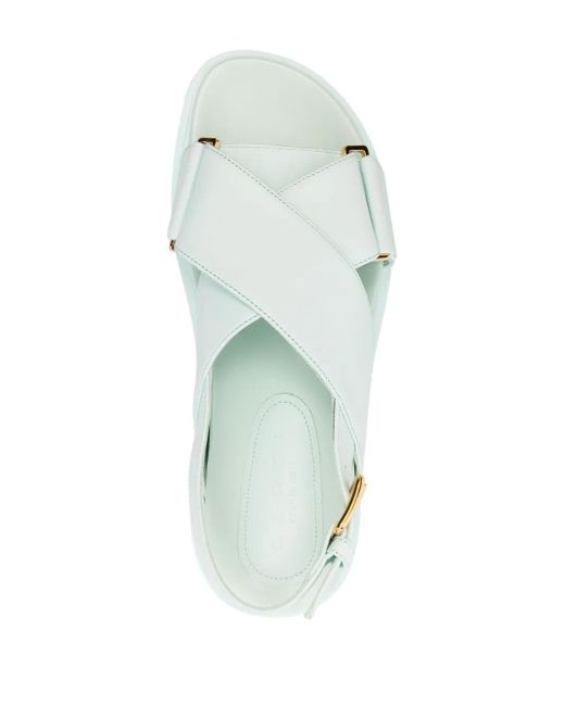 Marni White Fussbett Slingback Sandals