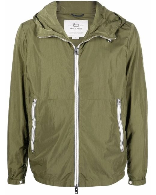 Woolrich Green Hooded Zip-Fastening Jacket for men