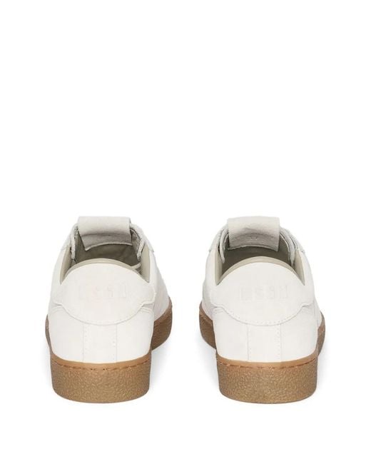MSGM White Logo-Detail Suede Sneakers