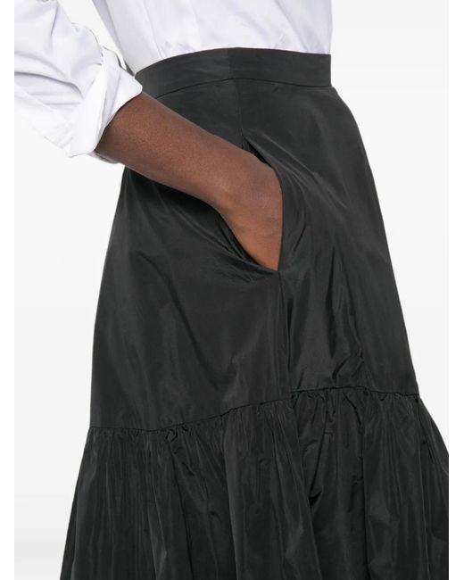 ROSSO35 Black Tiered Midi Skirt