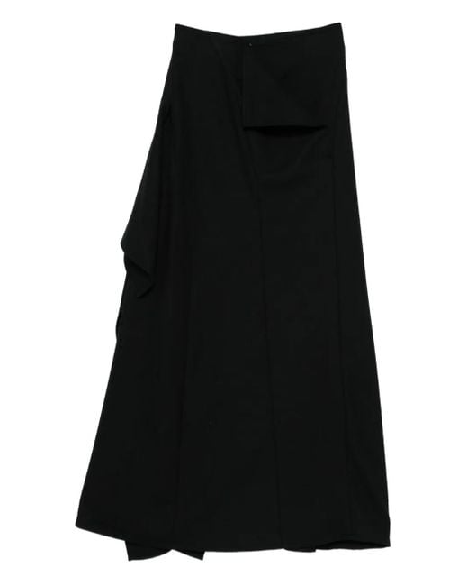 Jupe Mi-Longue À Empiècements Contrastants Yohji Yamamoto en coloris Black