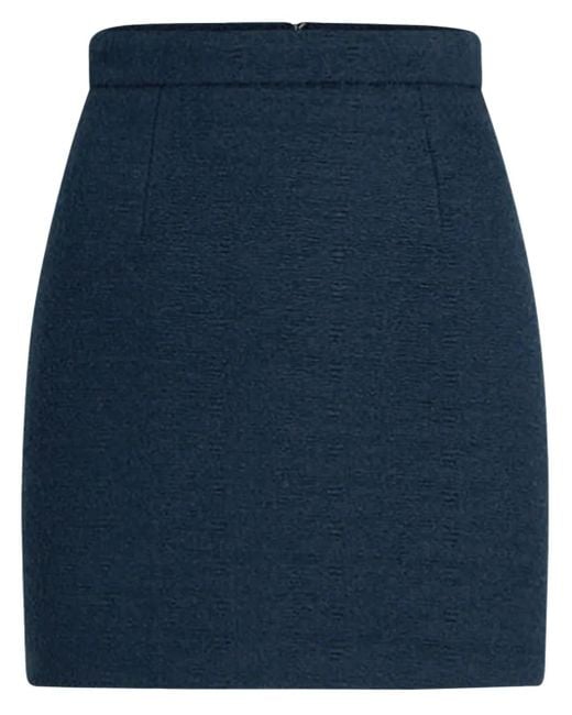 Patou Blue Organic-Cotton Tweed Mini Skirt