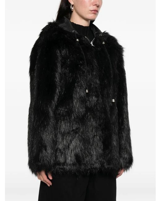 OPEN YY Reversible Faux Fur Hooded Jacket in Black | Lyst