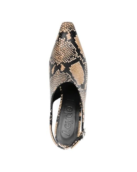 Aeyde White Maude Snake Print Calf Leather Hazelnut