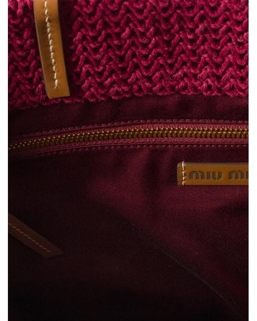 Miu Miu Pink Raffia-Effect Woven Tote Bag