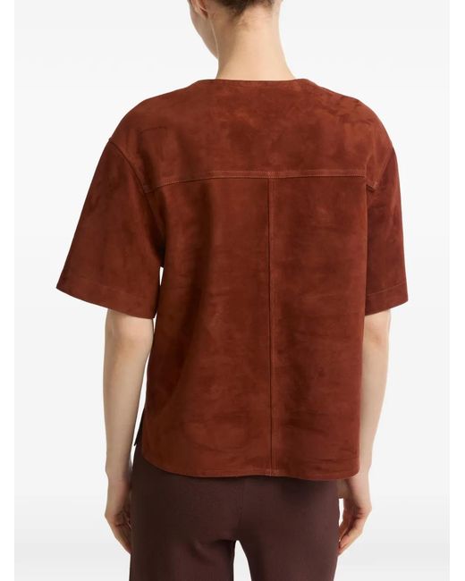 Yves Salomon Red Double-Sided V-Neck Top
