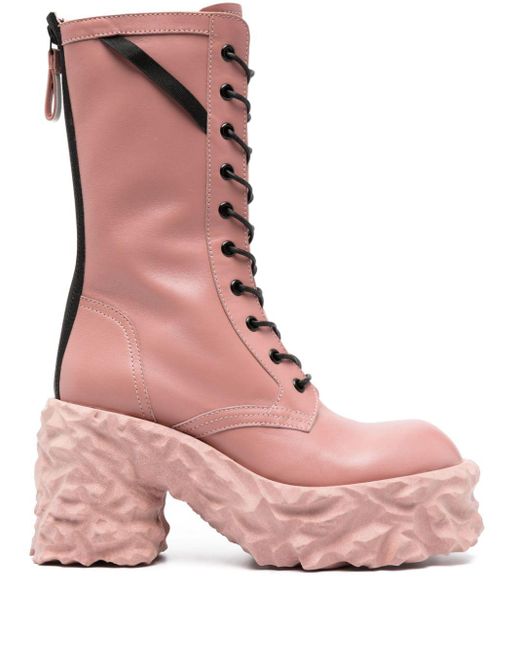 Premiata Pink 100mm Sculpted-sole Leather Boots