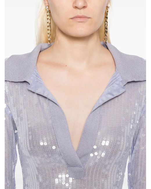 Monse Mesh Top Verfraaid Met Pailletten in het Blue