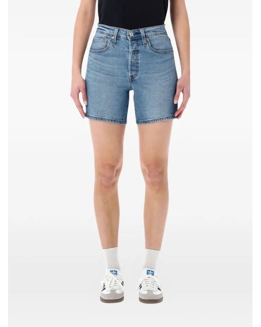 Levi's Blue 501 Mid Thigh Denim Shorts