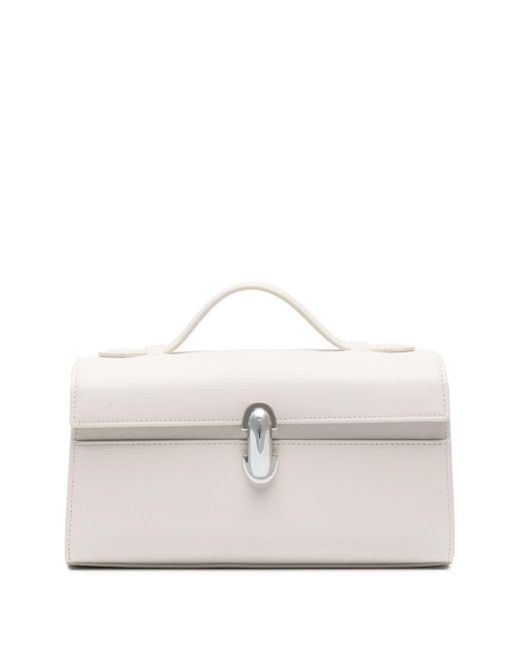 SAVETTE White Symmetry Leather Clutch Bag