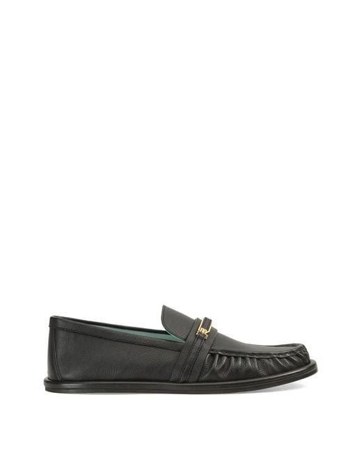 Sergio Rossi Black Bitt Logo-Plaque Ruched Loafers
