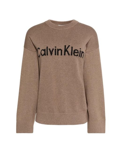 Calvin Klein Brown Logo-Knitted Sweater
