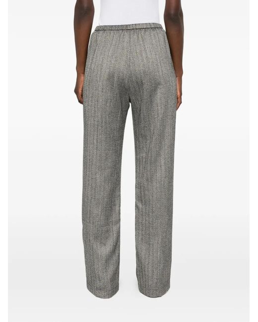 Forte_forte Gray Herringbone Side-Slit Trousers