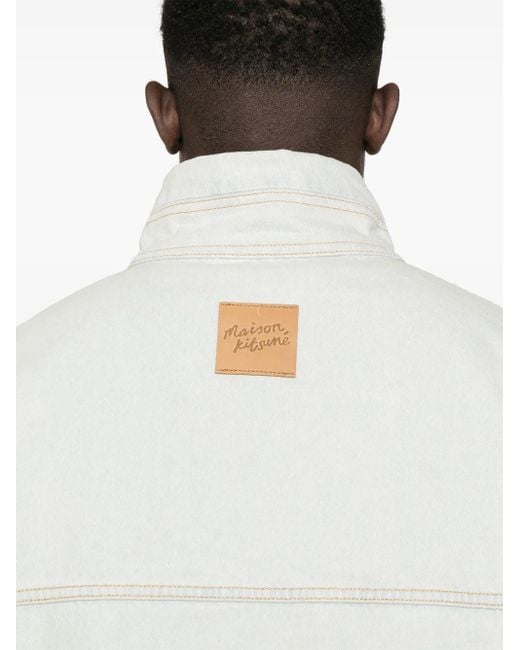 Veste En Jean À Patch Logo Maison Kitsuné pour homme en coloris White