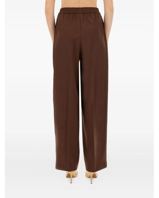 Fabiana Filippi Brown Elasticated-Waistband Wool Trousers
