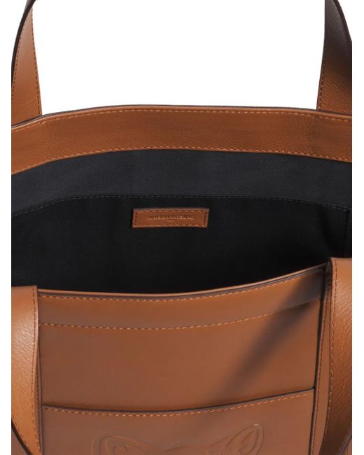 Maison Kitsuné Medium Fox Head Leren Shopper Met Reliëf in het Brown