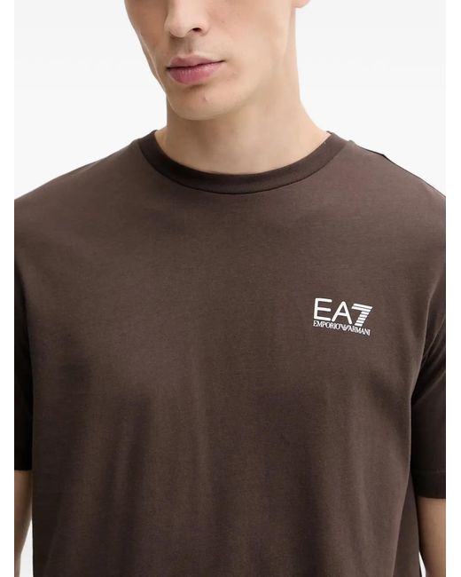EA7 Brown Logo-Print Short-Sleeve T-Shirt for men