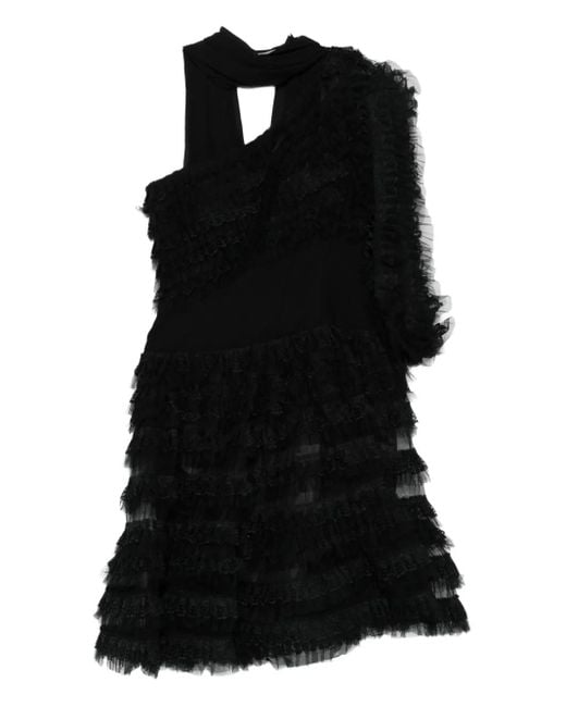 Gemy Maalouf Black Einschultriges Kleid Mit Rüschen