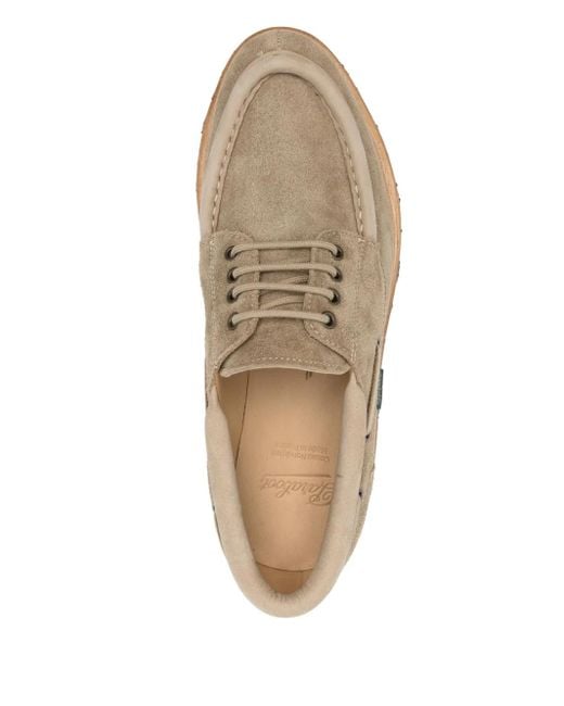 Paraboot Brown Chimey Suede Moccasin With Almond-Shaped Toe for men
