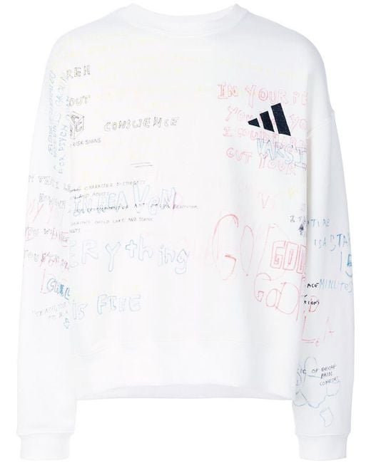 Yeezy Season 5 Handwriting Crew Sweater in White for Men | Lyst