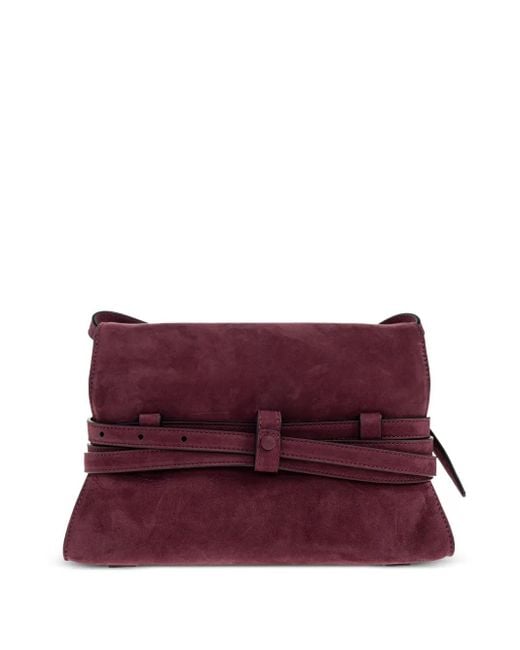 Moschino Purple Belted Suede Cross Body Bag