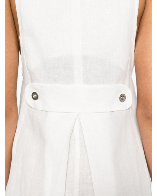 Ermanno Scervino White Double-breasted Linen Mini Dress