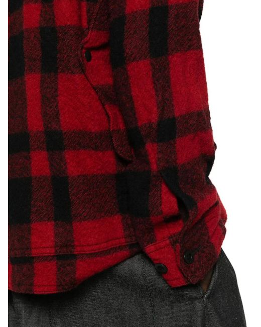 Junya Watanabe Red Check-Print Shirt Jacket for men
