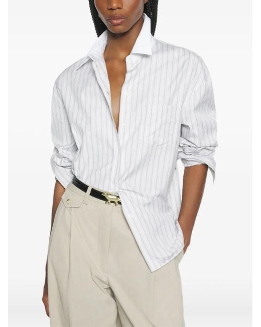 Maison Kitsuné Gestreept Blouse in het White