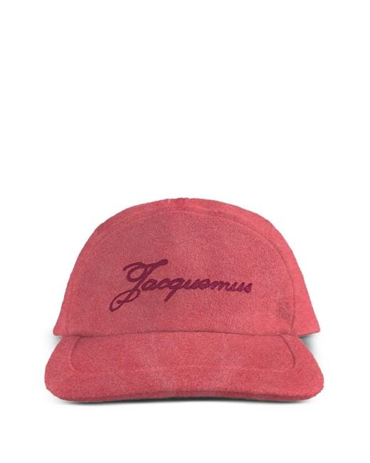 Jacquemus Red La Casquette Logo-Embroidery Baseball Cap