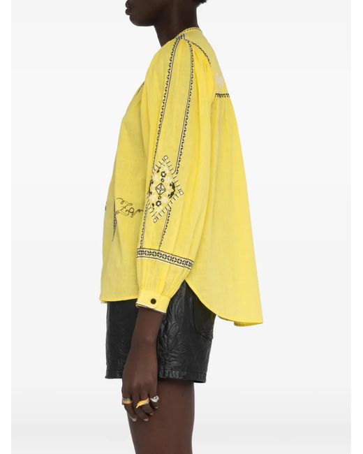 Zadig & Voltaire Yellow Tigy Embroidered Tunic