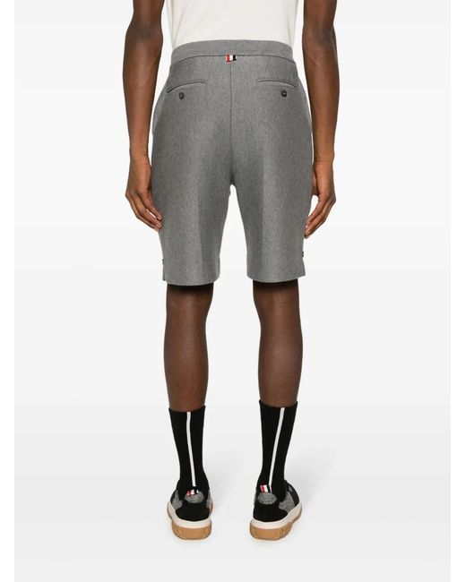 Thom Browne Gray Rwb Stripe Bermuda Shorts for men