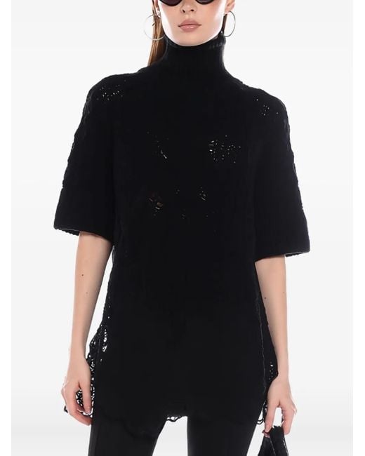 Ermanno Scervino Black Wool Blend Knitted Top