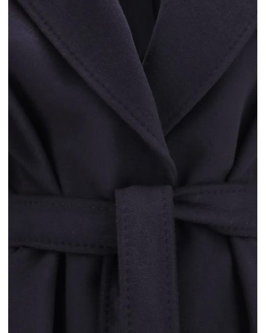 Max Mara Blue Dravenna Belted Notch-Lapel Coat